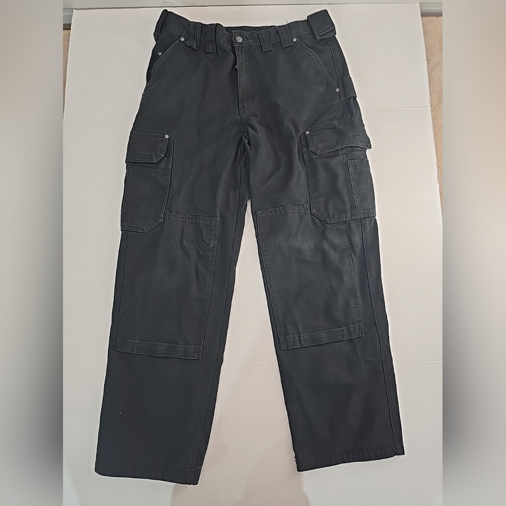 Duluth Trading Double Knee Cargo Pants Men’s 36x32 Black Canvas A9
